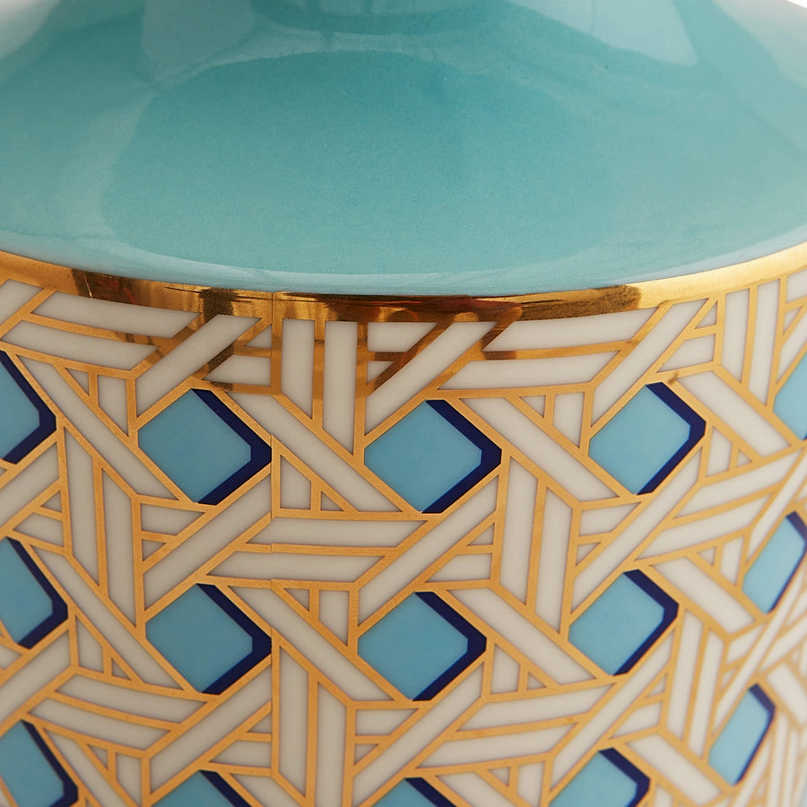 Turquoise Porcelain Cuff Vase | Jonathan Adler Basketweave