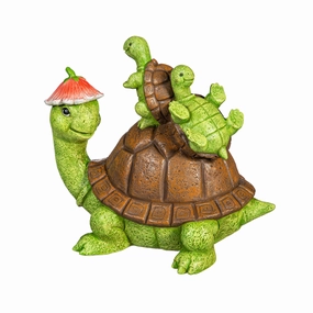 Turtle Frolicking With Babies Garden Figurine Statue 7" Decorative Mirror,Home Decor Mirror