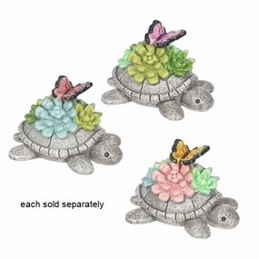 Turtle with Succulent and Butterfly Mini Figurine Decorative Mirror,Home Decor Mirror