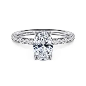 Twain - 14K White Gold Oval Diamond Engagement Ring (Setting Only)