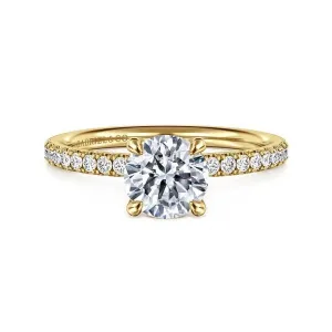 Twain - 14K Yellow Gold Round Diamond Engagement Ring (Setting Only)