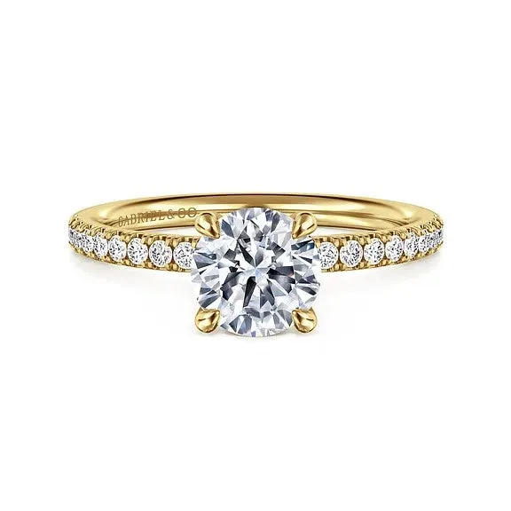 Twain - 14K Yellow Gold Round Diamond Engagement Ring (Setting Only)