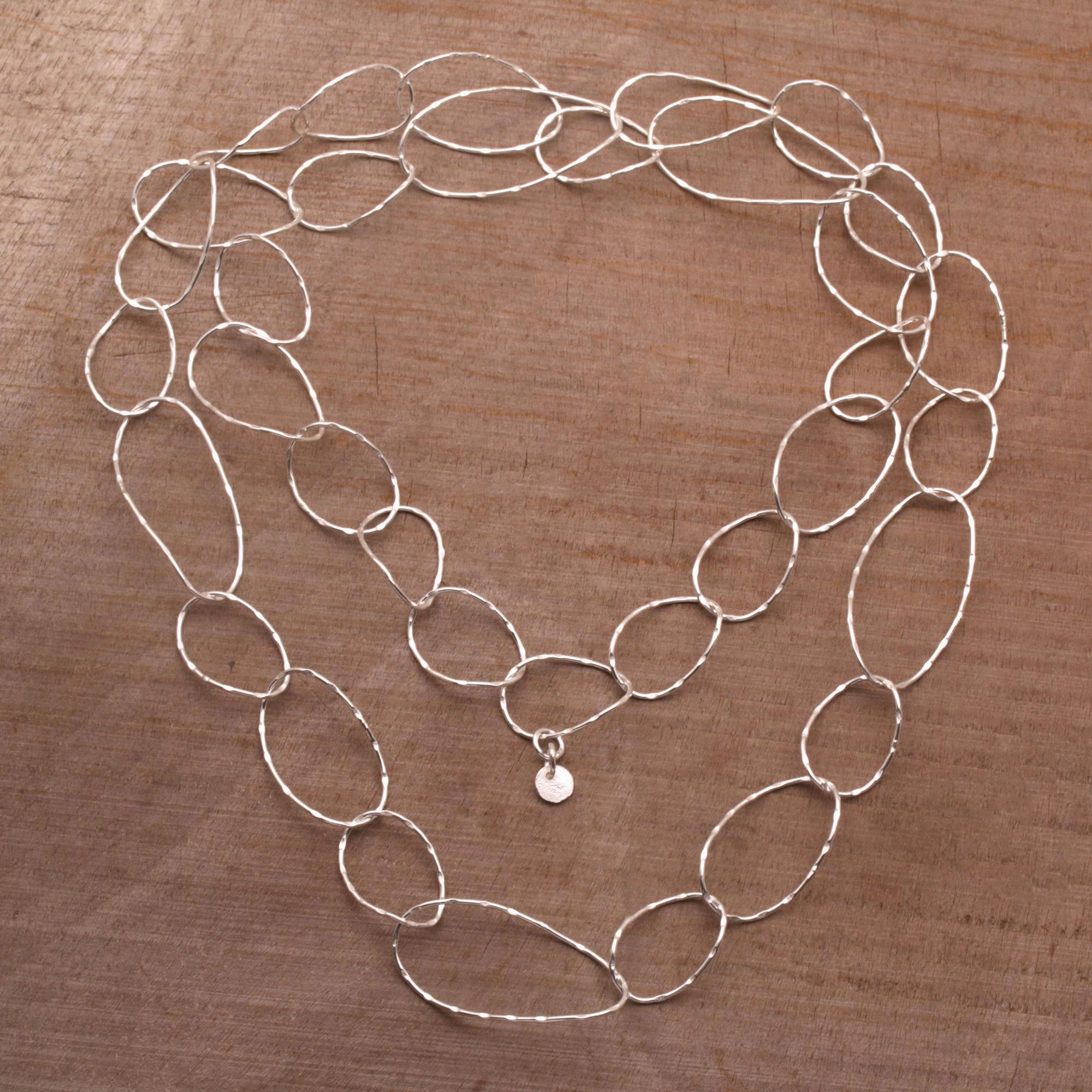 Twisting Links Sterling Silver Chain Link Necklace from Bali