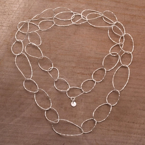 Twisting Links Sterling Silver Chain Link Necklace from Bali