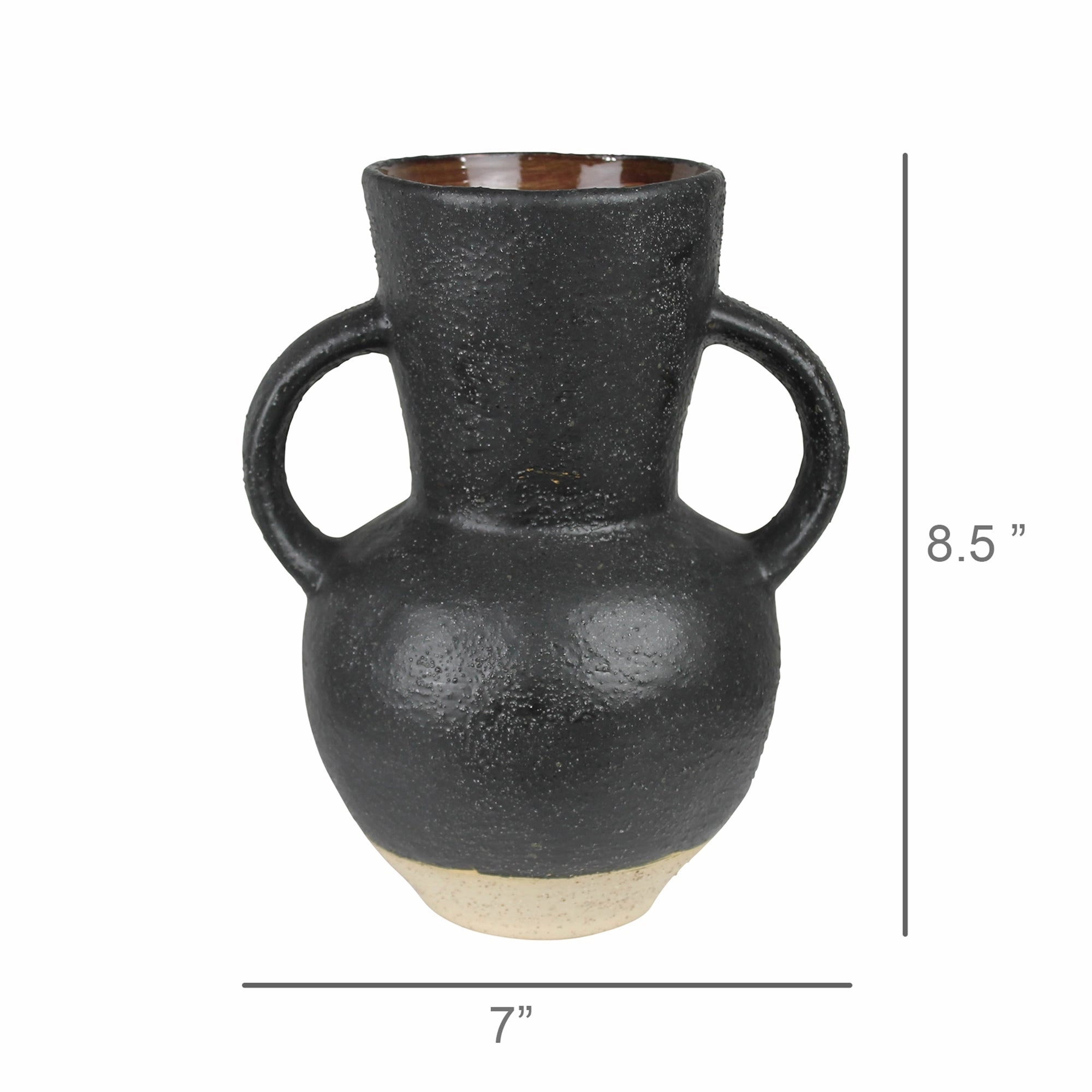 Umbria Vase with Big Handles, Ceramic, Black