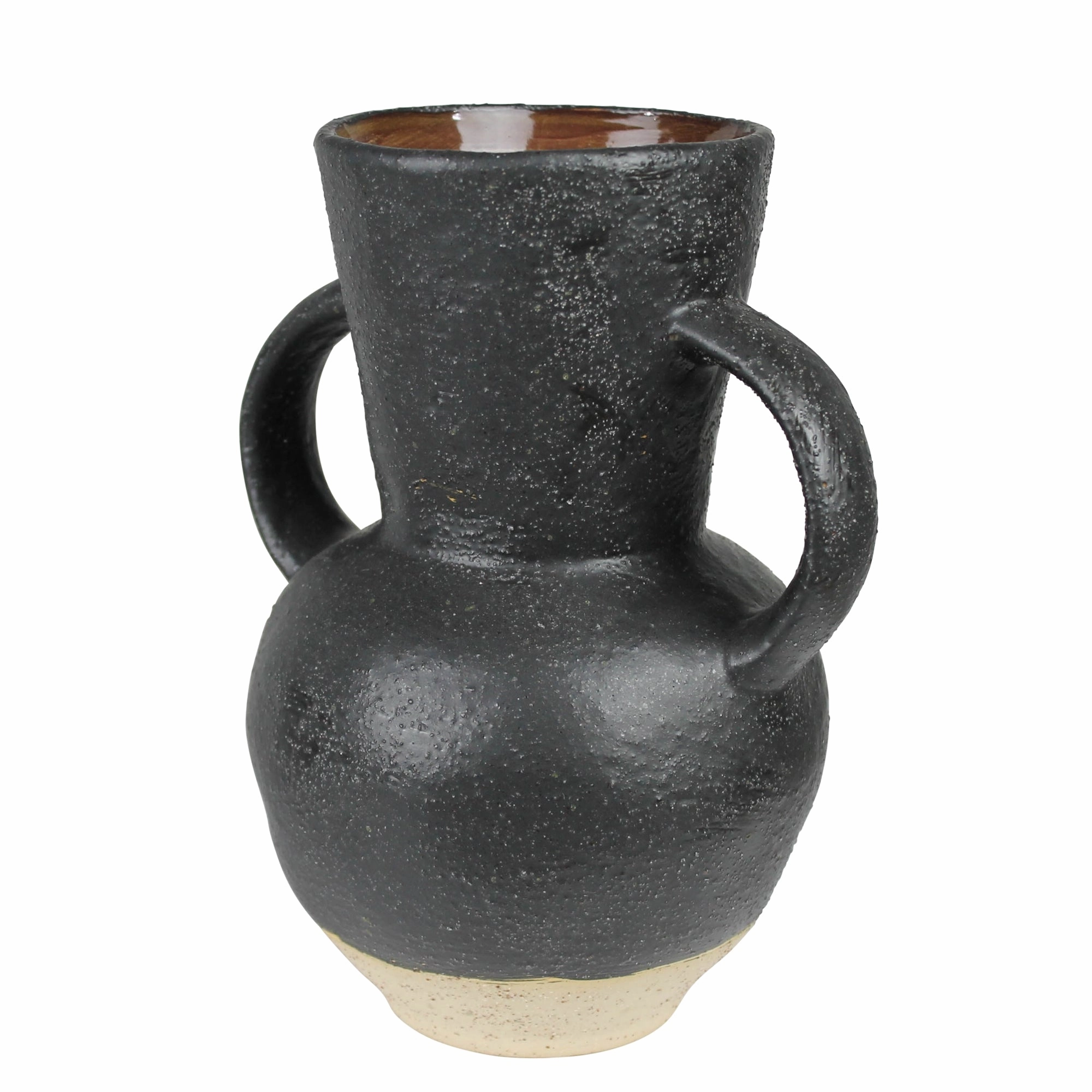 Umbria Vase with Big Handles, Ceramic, Black