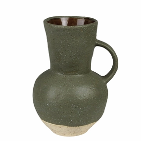 Umbria Vase with Single Handle, Ceramic, Green Vase,Ceramic Vase