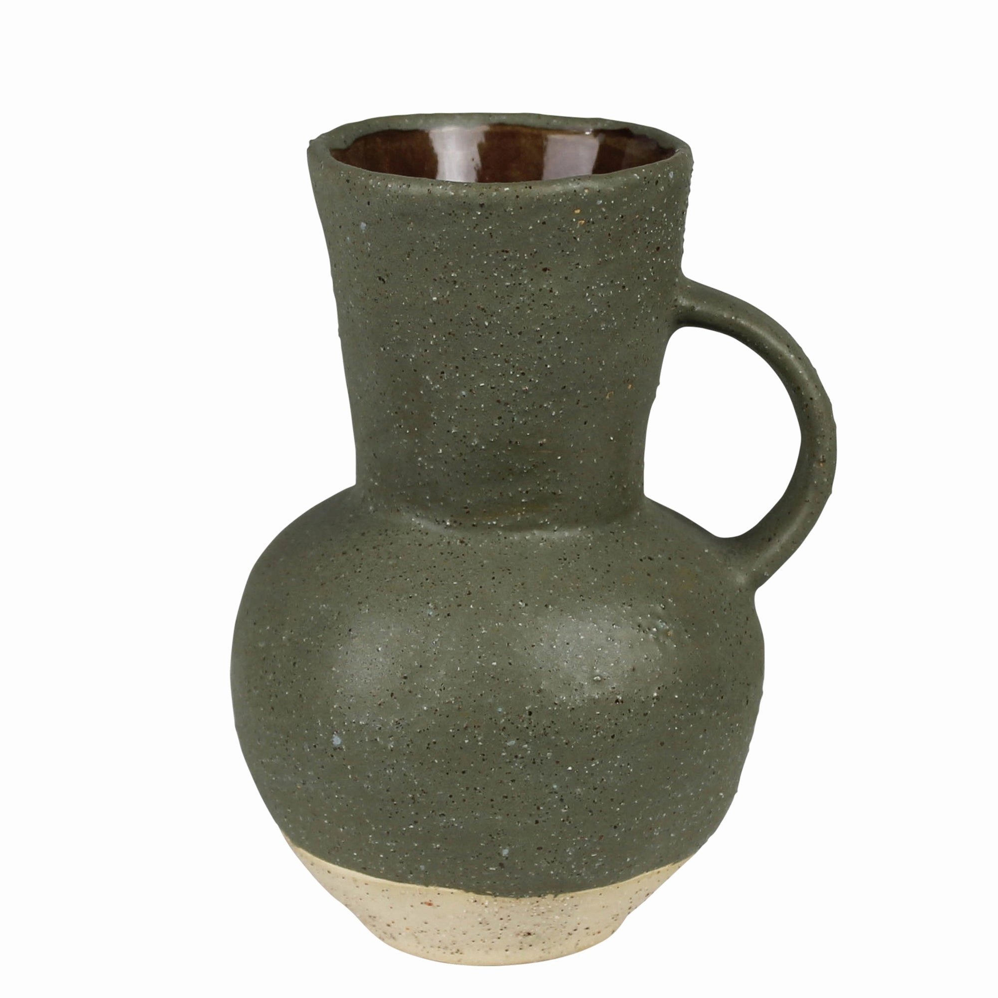 Umbria Vase with Single Handle, Ceramic, Green Vase,Ceramic Vase