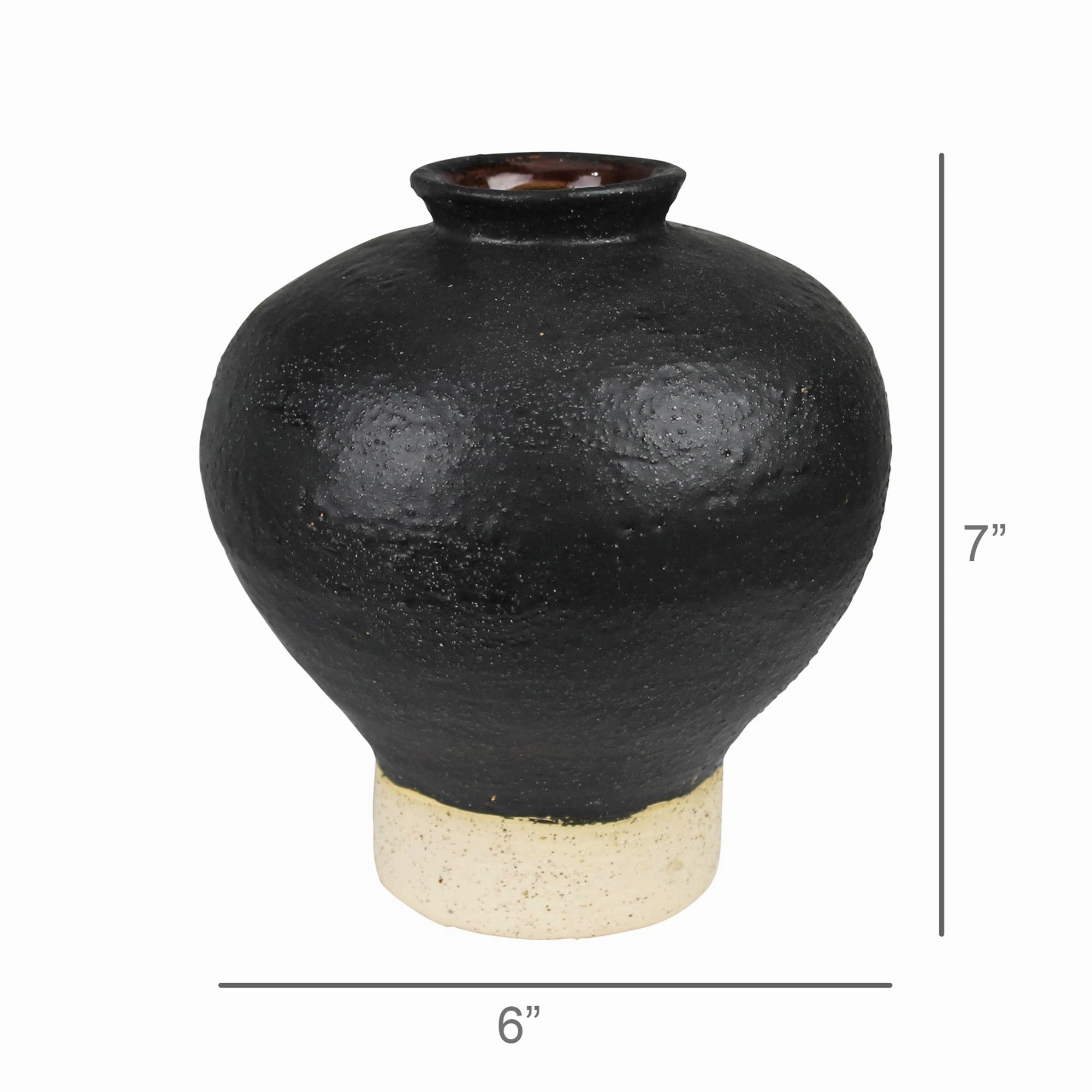 Umbria Vase with Small Neck, Ceramic, Black