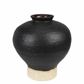 Umbria Vase with Small Neck, Ceramic, Black Vase,Ceramic Vase