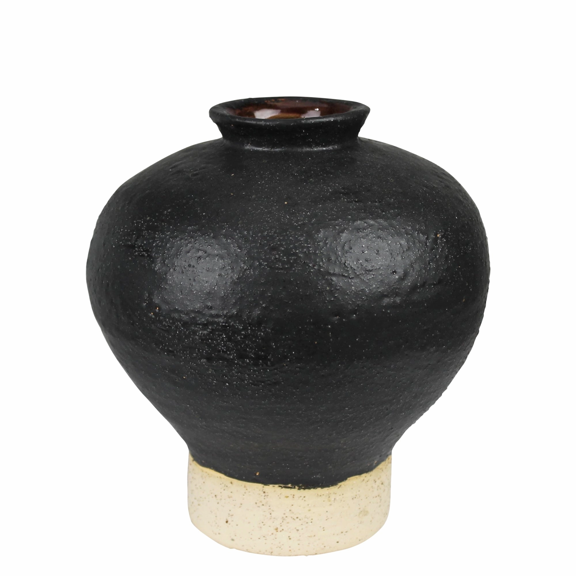 Umbria Vase with Small Neck, Ceramic, Black Vase,Ceramic Vase