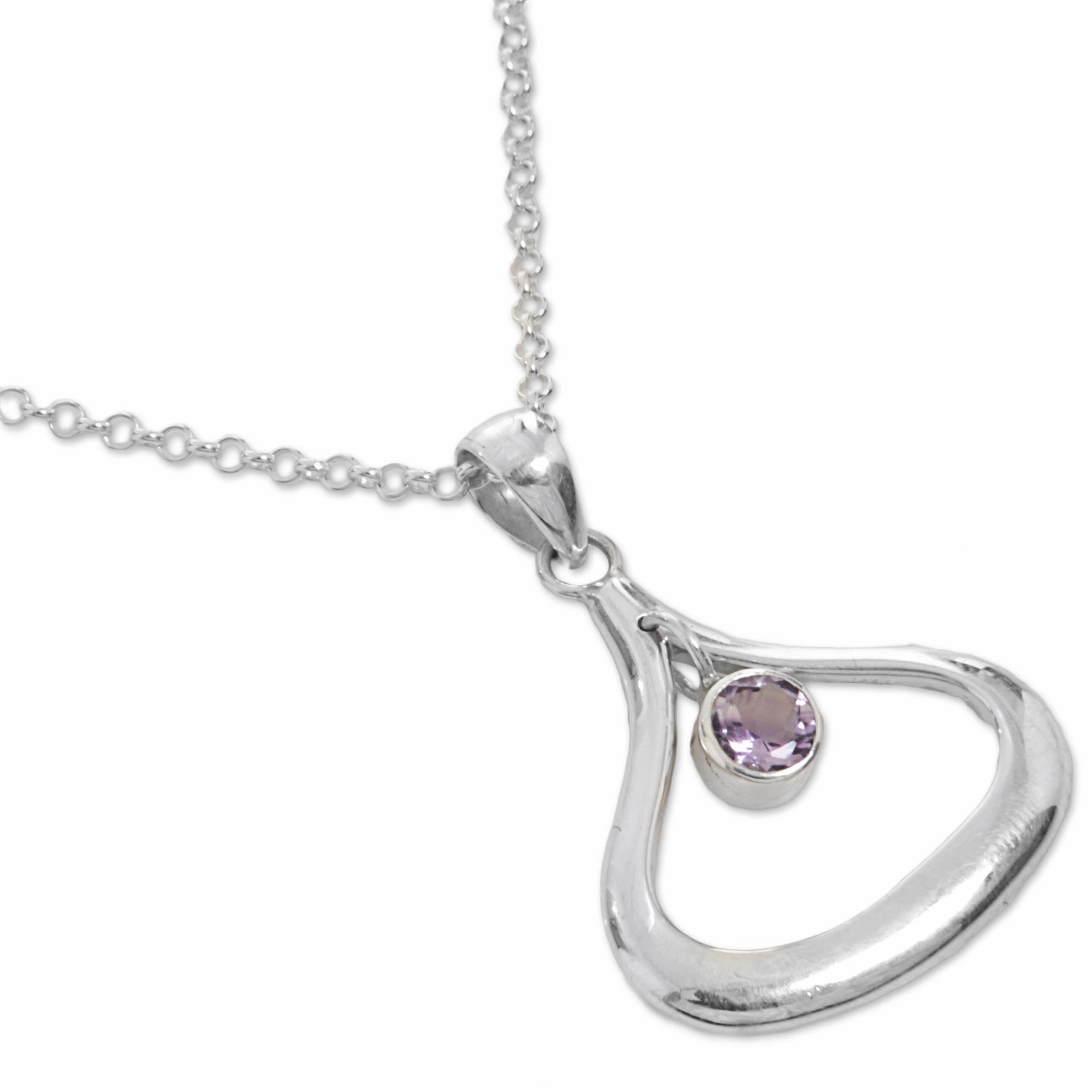 Unbreakable Purple Sterling Silver Amethyst Pendant Necklace from Indonesia