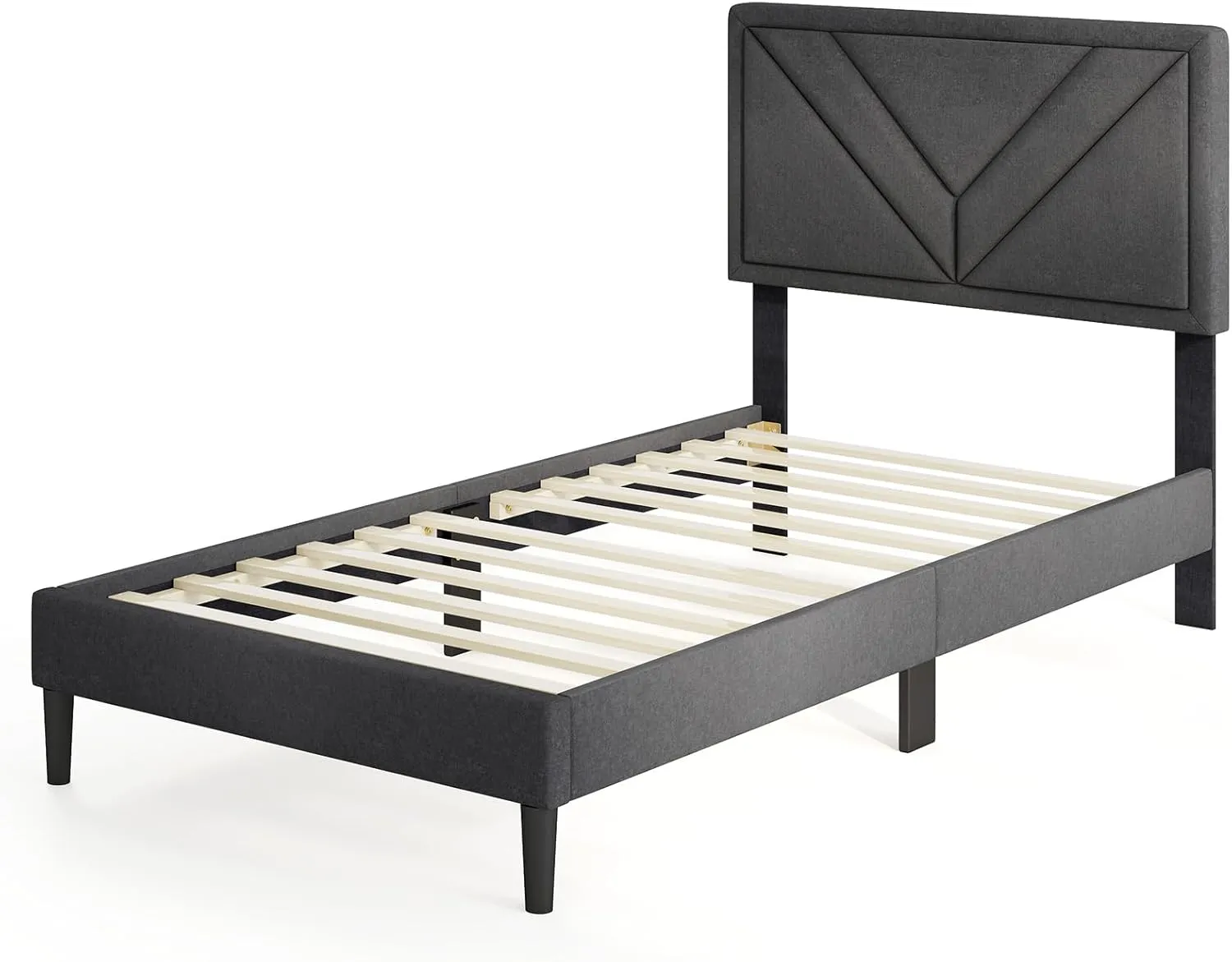 Upholstered Platform Bed Frame with Diagonal Channel Tufted Headboard bed frame, queen bed