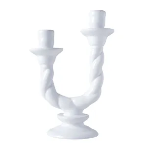Vela Double Ceramic Candlestick, H30cm, White kitchen island, storage cart