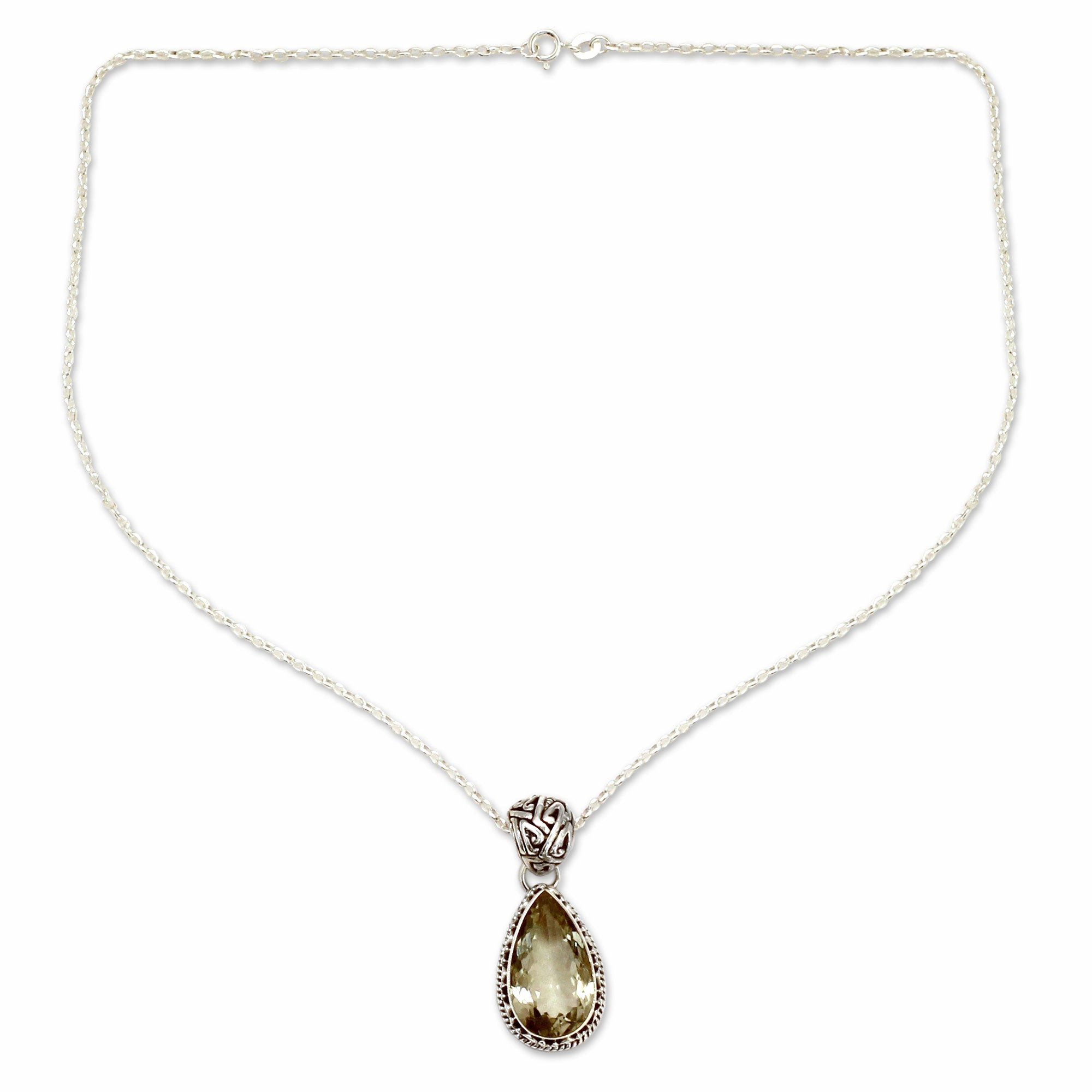 Verdant Mist Sterling Silver Pendant Necklace