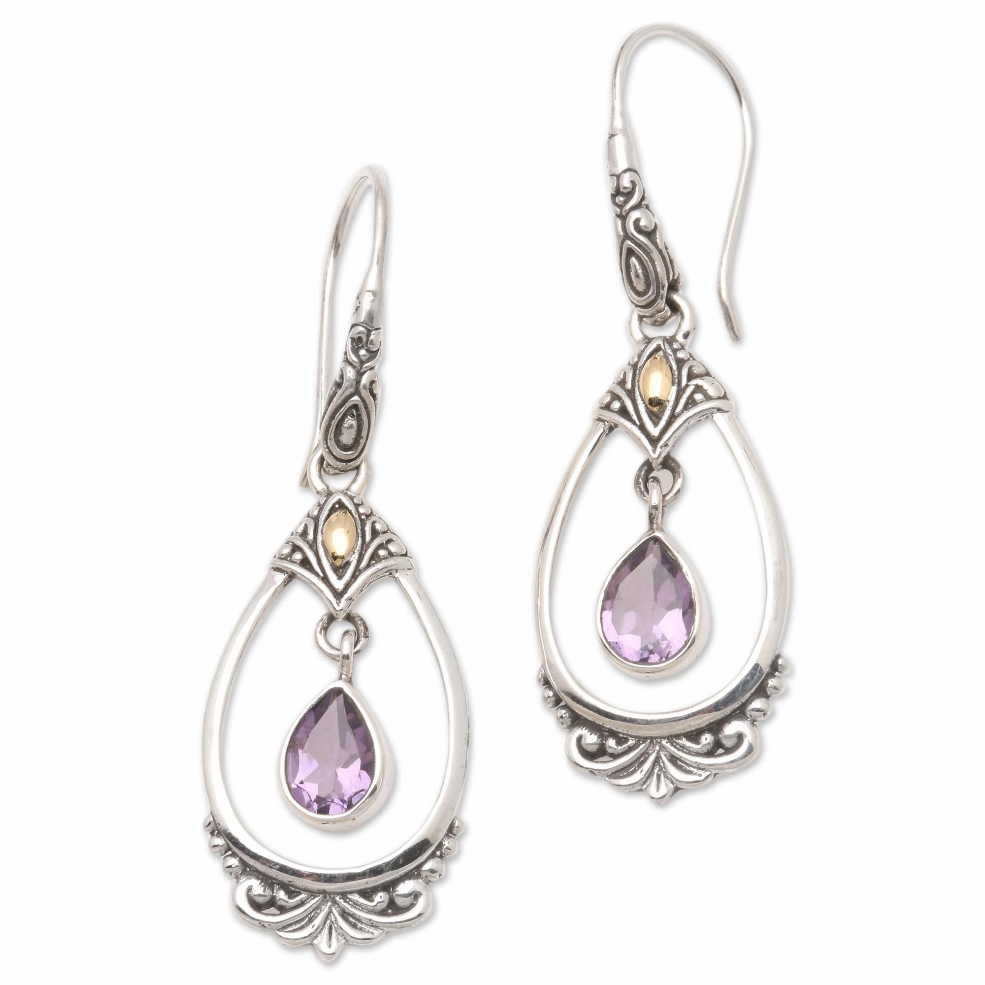 Victoriana Victorian Style Amethyst Dangle Earrings