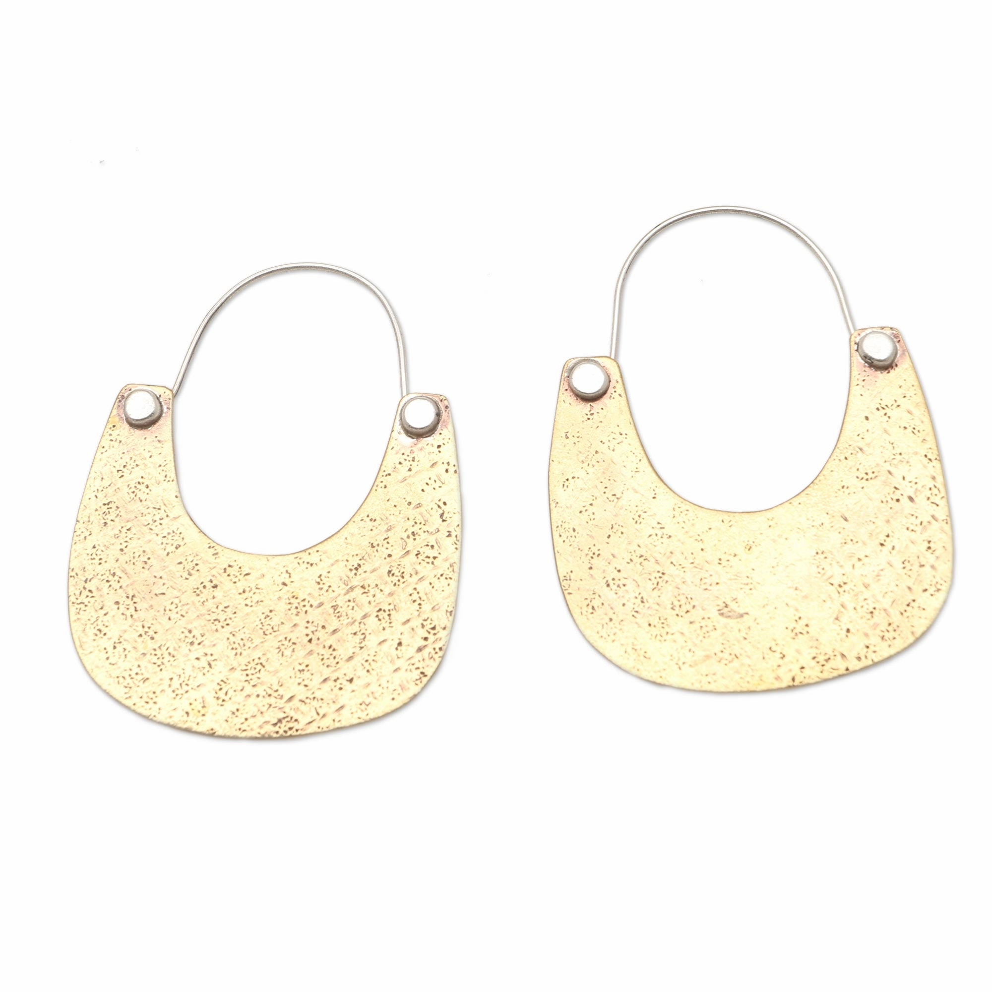 Vintage Tote in Brass Handmade Brass and Sterling Silver Dangle Earrings