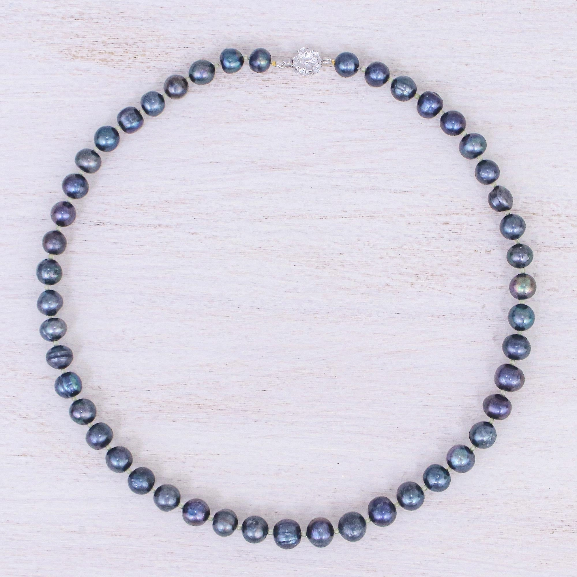 Violet Sea Breath Pearl and Peridot Necklace