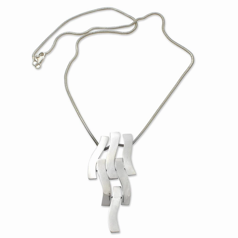 Waves Sterling Silver Pendant Necklace