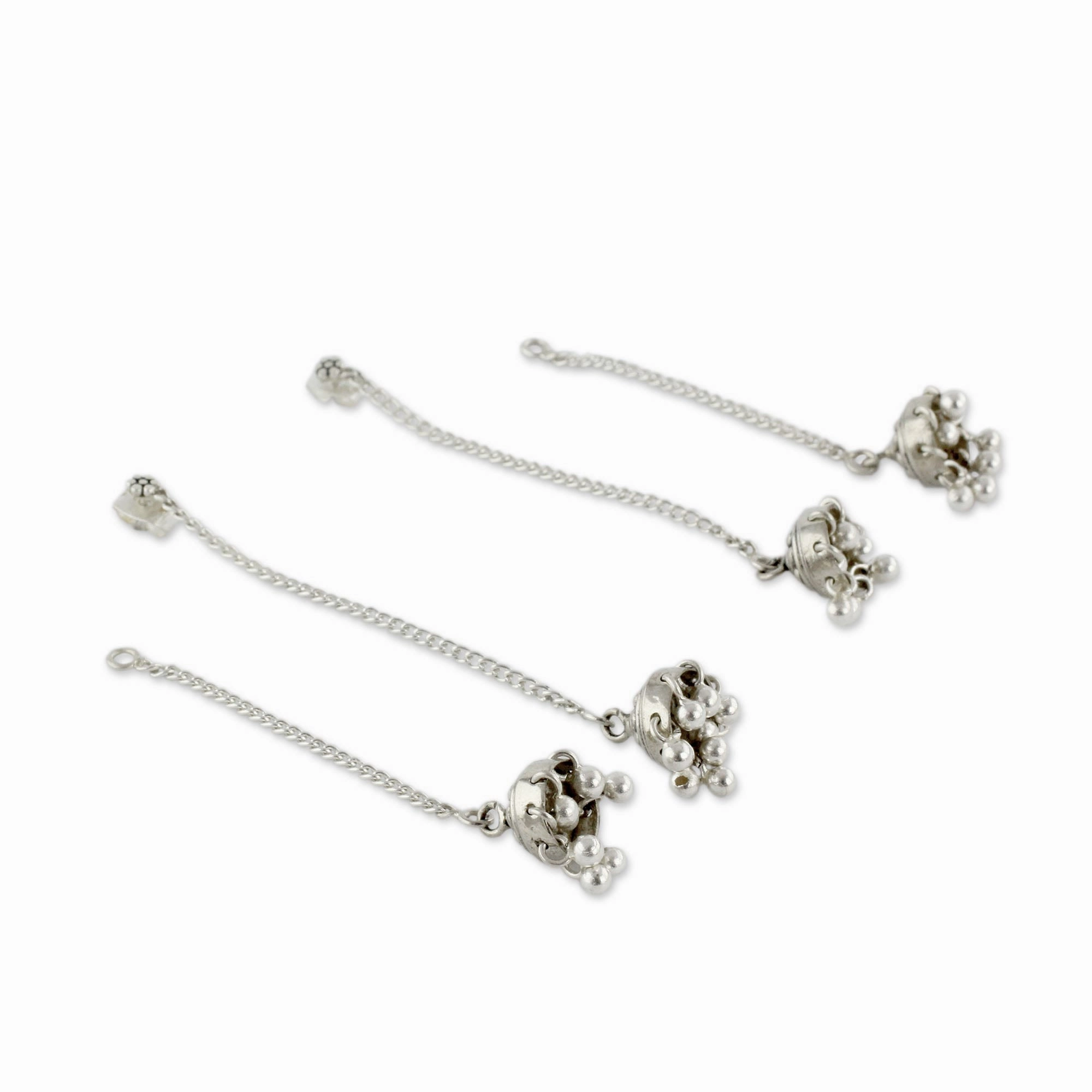 Wedding Bells Indian Sterling Silver Detachable Jhumki Earrings