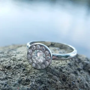 White Gold Sand Halo Ring