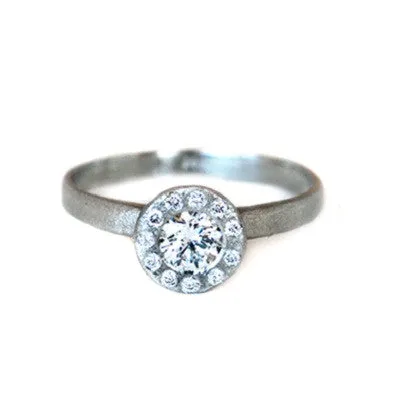 White Gold Sand Halo Ring