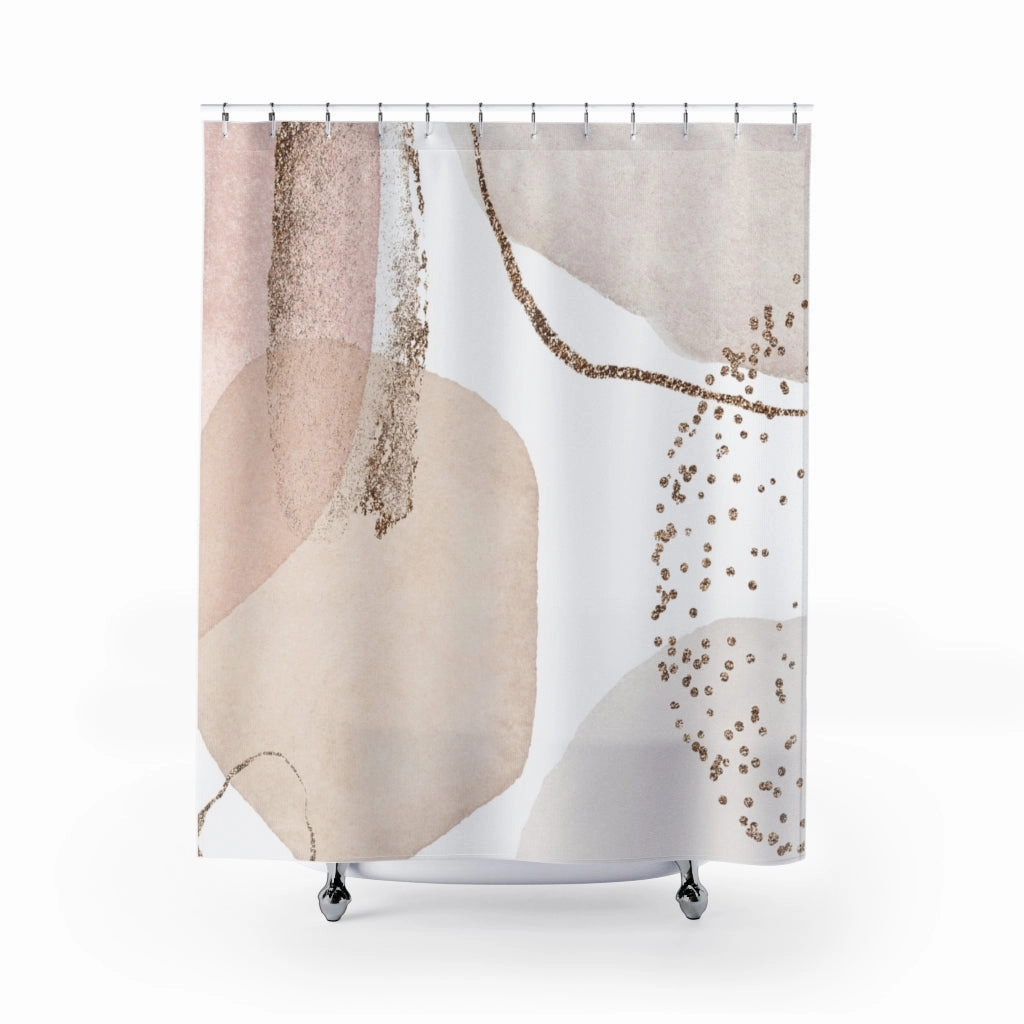 White and Beige Abstract Shower Curtain Lighting,Home Lighting