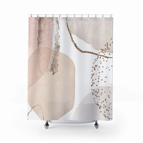 White and Beige Abstract Shower Curtain Lighting,Home Lighting
