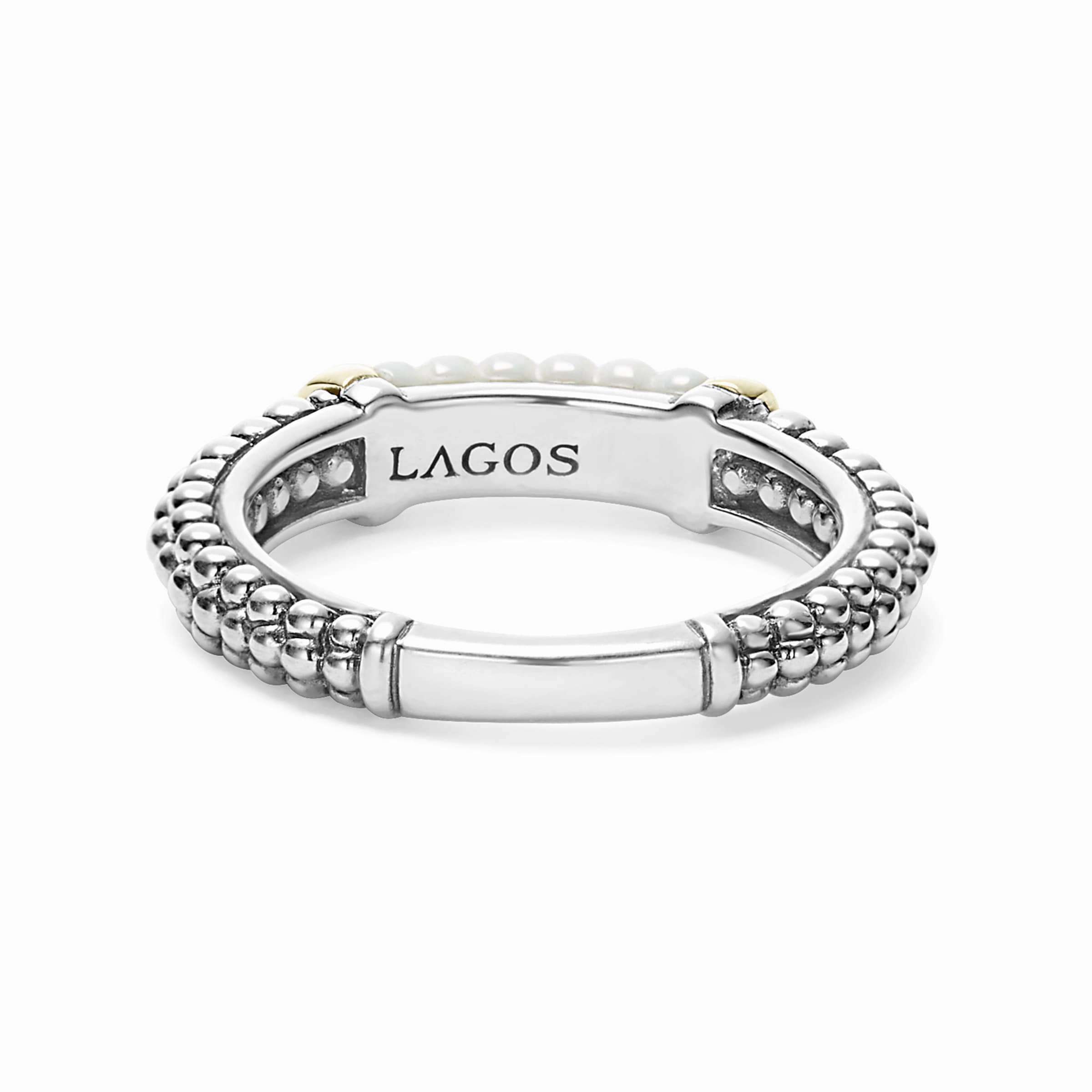 White Caviar Ceramic Two-Tone Caviar Stacking Ring