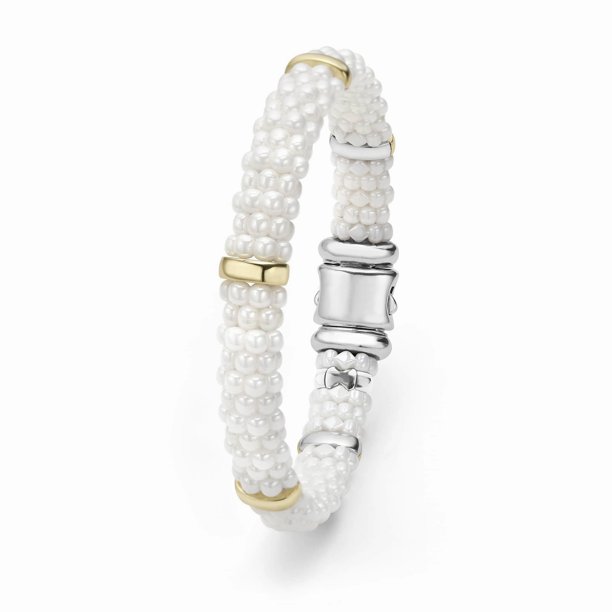 White Caviar Gold Station Ceramic Bracelet | 9mm