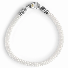White Caviar White Ceramic Caviar Beaded Bracelet