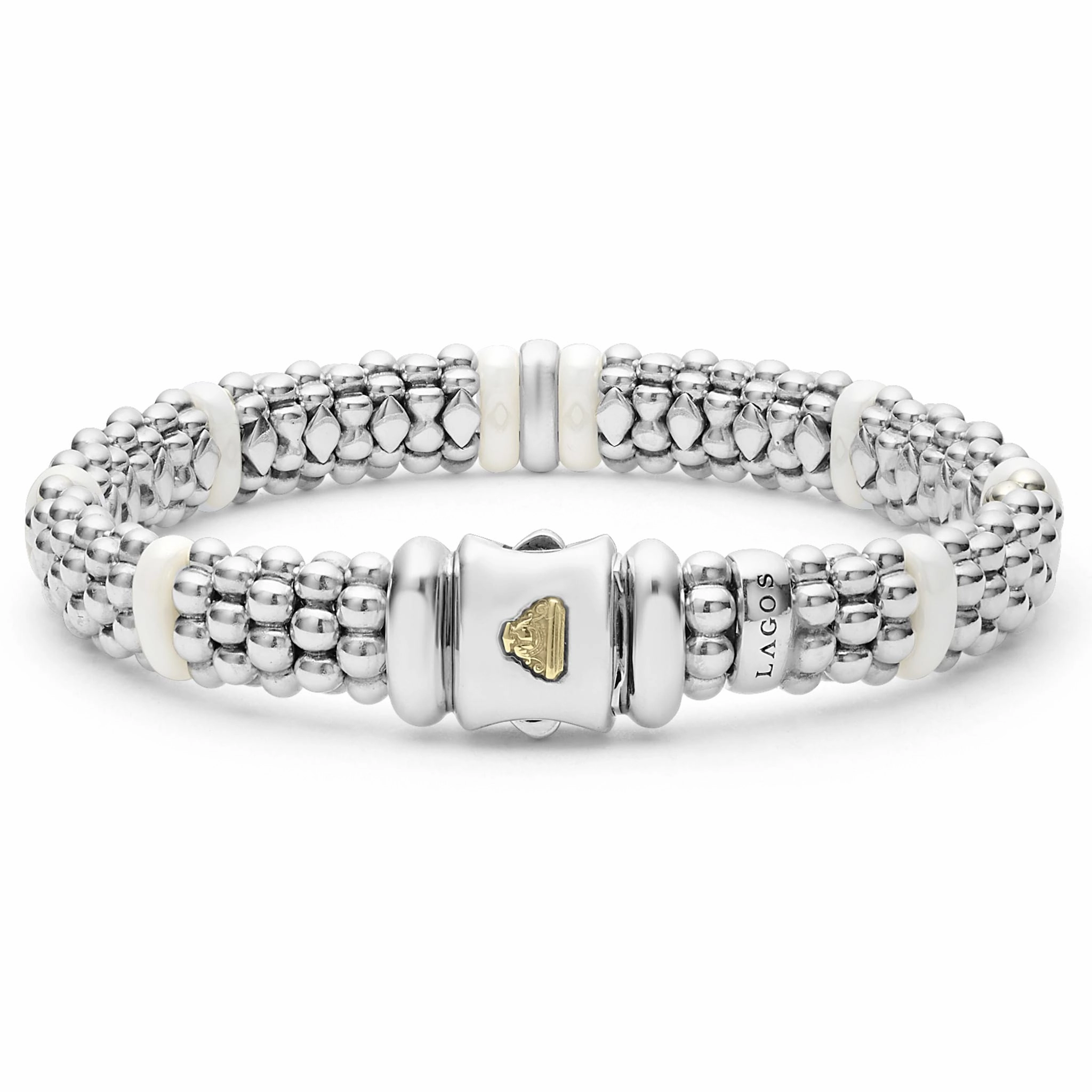 White Caviar White Single Station Diamond Caviar Bracelet | 9mm