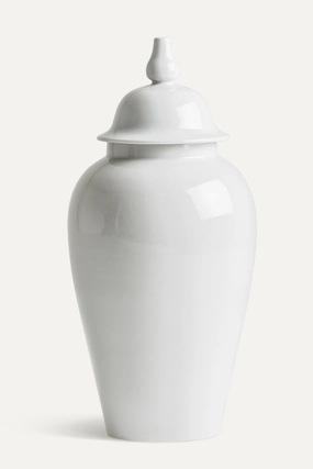 White Ceramic Lidded Vase | Vical Home Elina Vase,Glass Vase