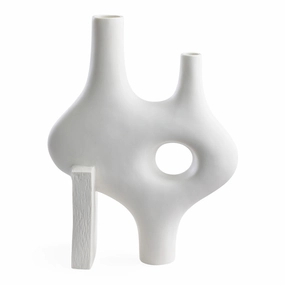 White Porcelain Abstract Vase XL | Jonathan Adler Paradox Vase,Glass Vase