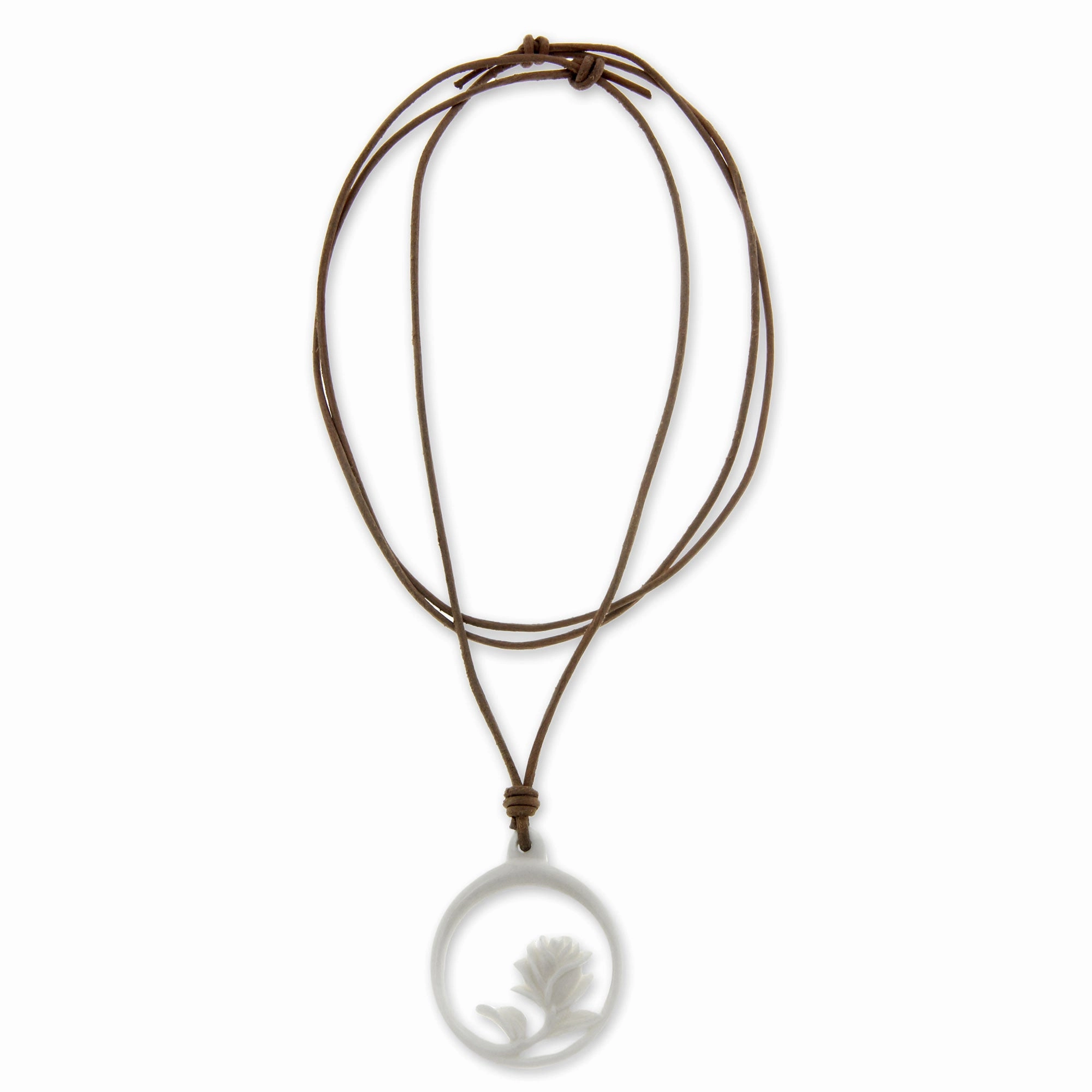 White Rose Bone Pendant Necklace