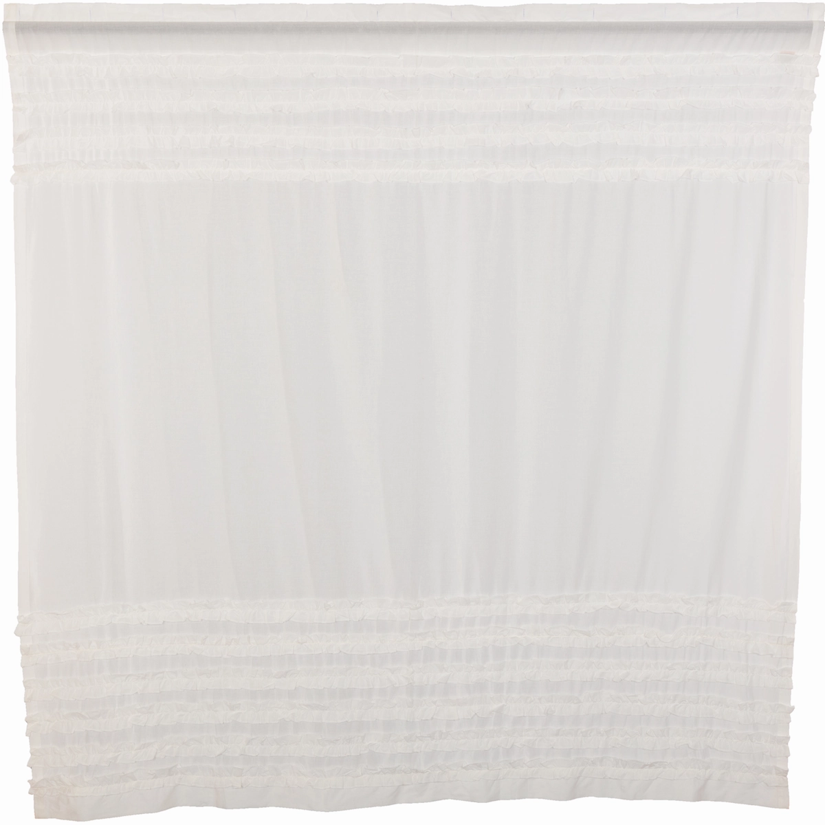 White Ruffled Sheer Petticoat Shower Curtain