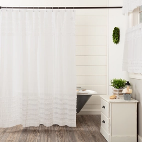 White Ruffled Sheer Petticoat Shower Curtain Lighting,Lamps Fixtures