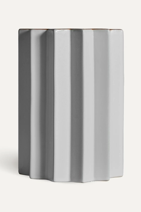White Stone Fluted Vase | Vical Home Pliss Vase,Glass Vase