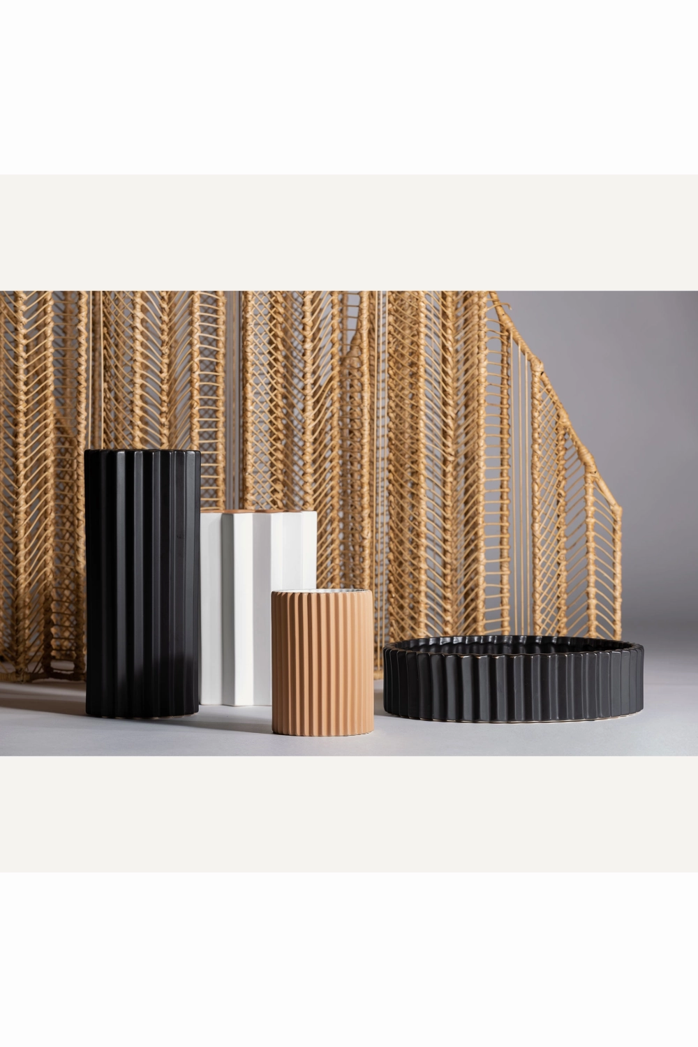 White Stone Fluted Vase | Vical Home Pliss