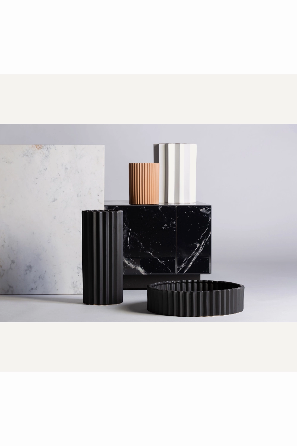 White Stone Fluted Vase | Vical Home Pliss