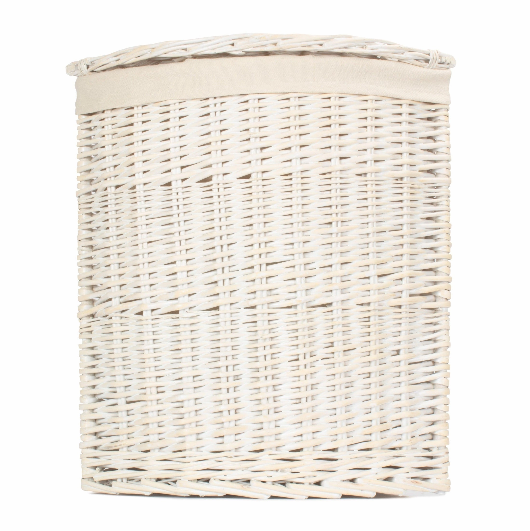 White Wash Willow Corner Laundry Hamper with White Lining - Small