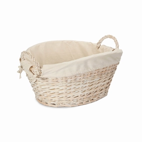 White Wash Willow Washing Basket with White Lining laundry organizer,dirty clothes basket,plastic laundry basket