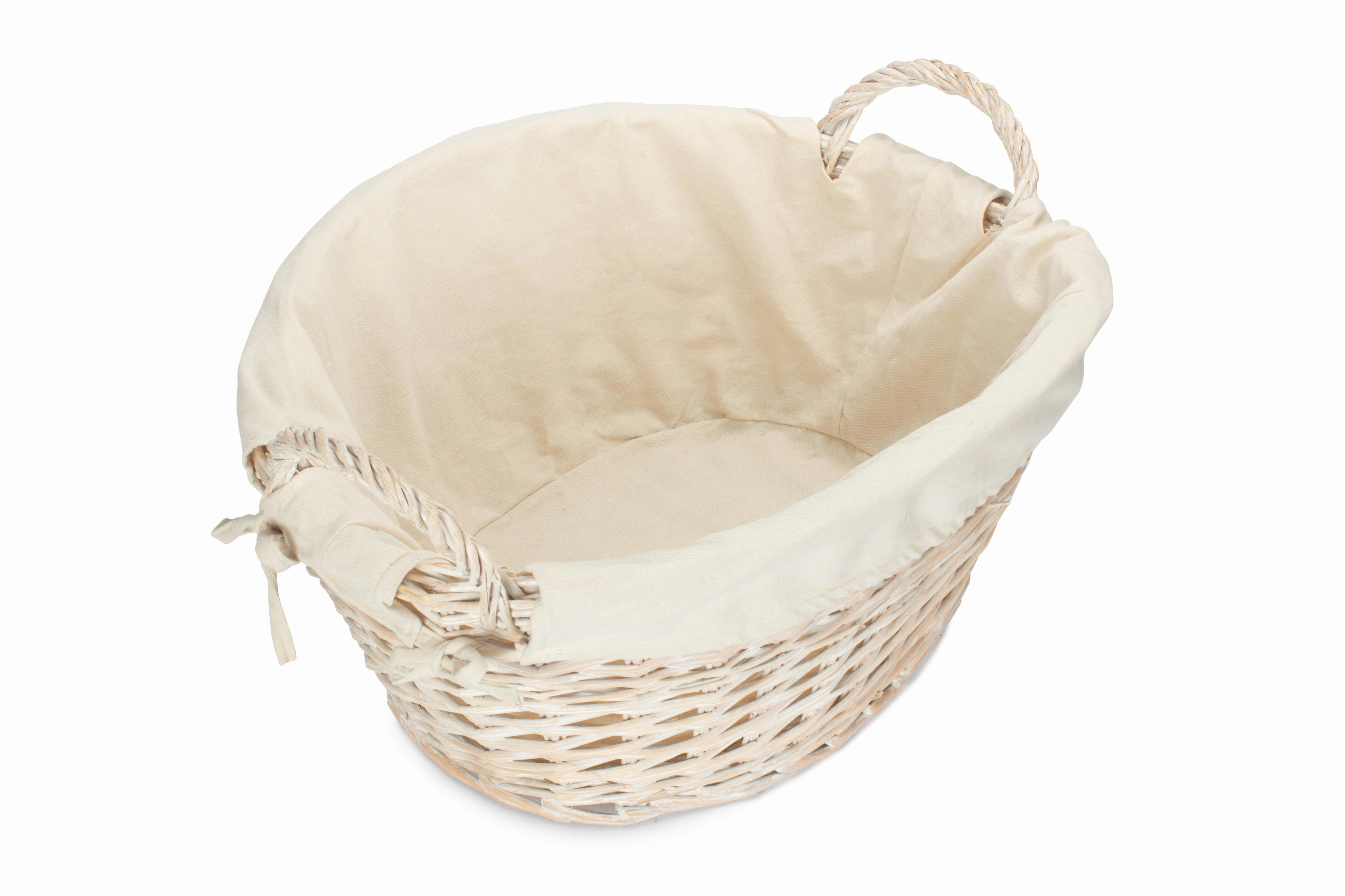 White Wash Willow Washing Basket with White Lining