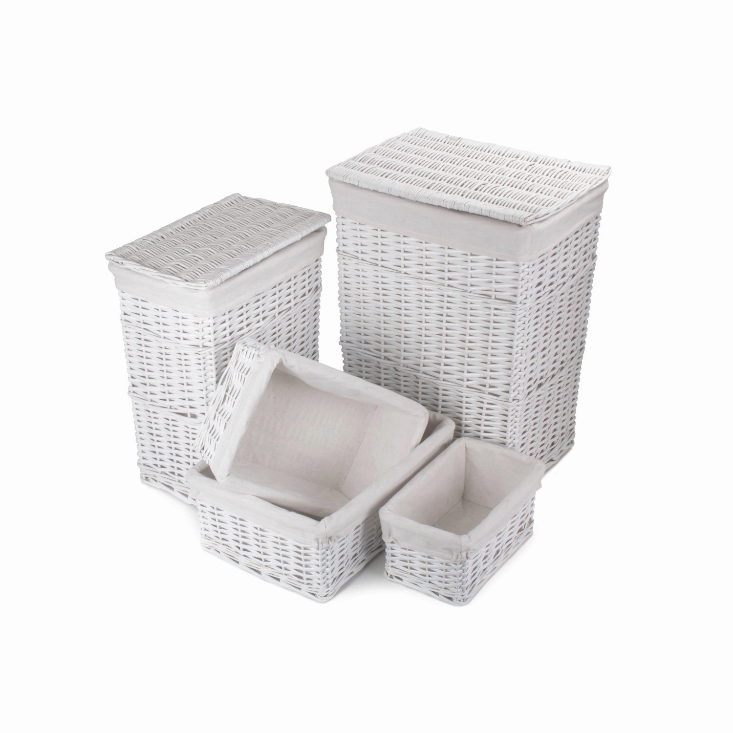 White Wicker Bathroom Linen Laundry Set 5