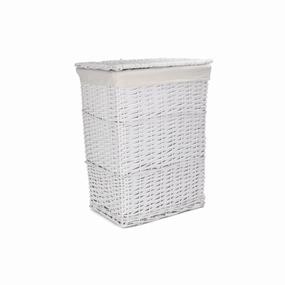 White Wicker Laundry Hamper Basket - Large laundry organizer,dirty clothes basket,plastic laundry basket