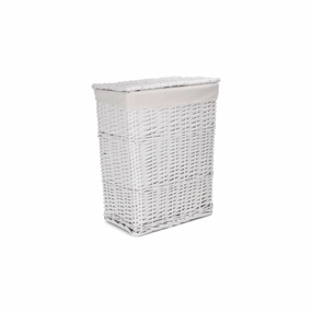 White Wicker Laundry Hamper Basket - Small laundry organizer,dirty clothes basket,plastic laundry basket