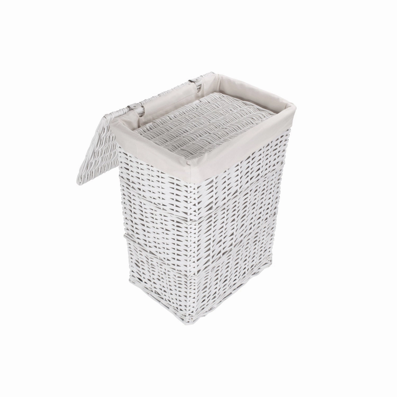 White Wicker Laundry Linen Hamper Basket Set 2