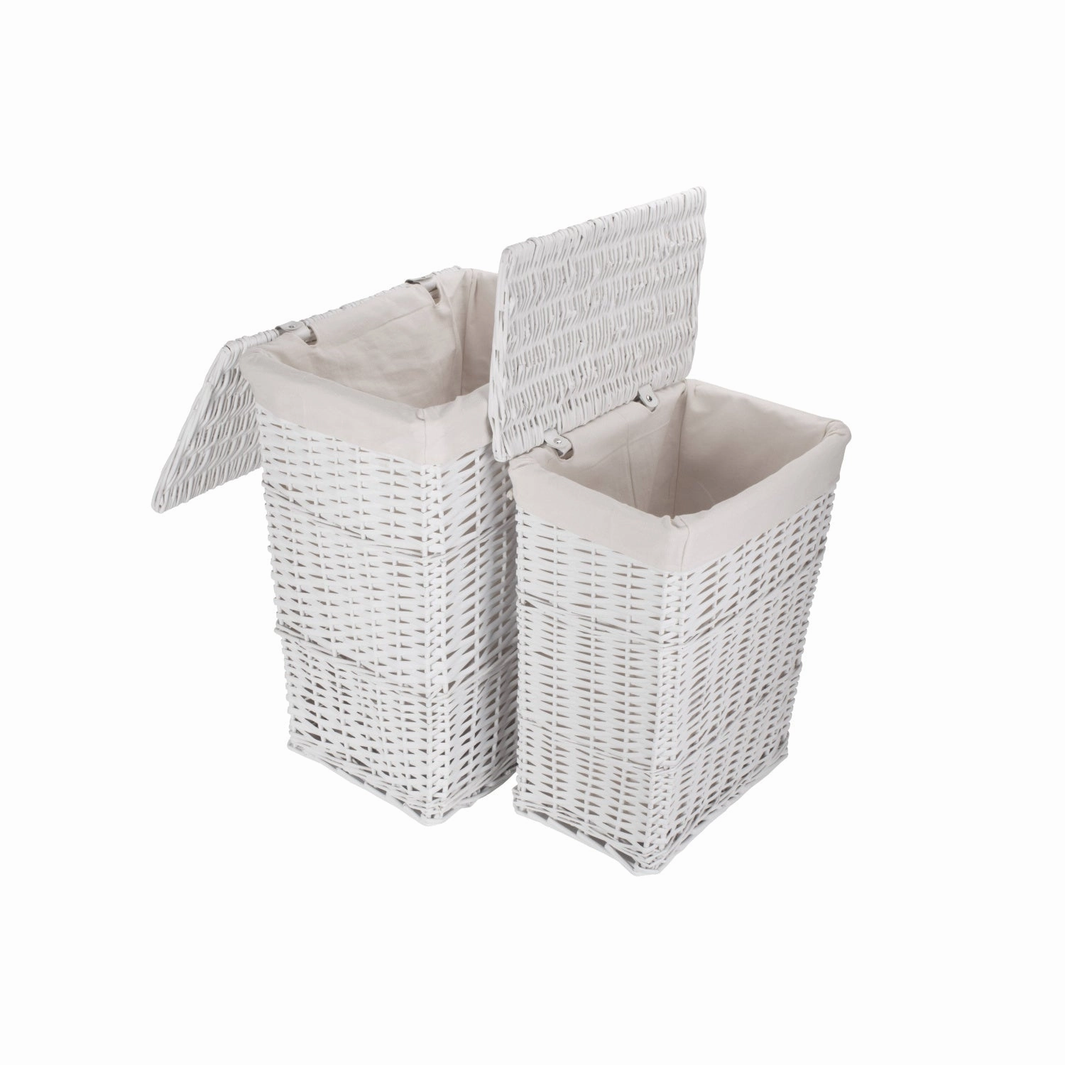 White Wicker Laundry Linen Hamper Basket Set 2