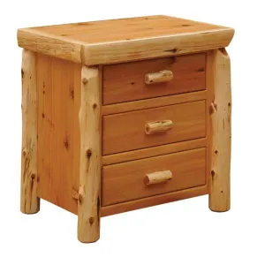 Wide Natural Cedar Log Nightstand bedroom furniture, nightstand
