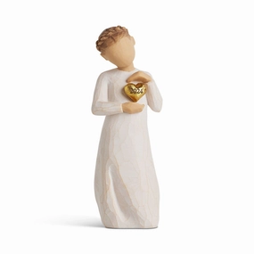 Willow Tree Girl Figurine With 2024 Dated Heart, 5.5" Decorative Mirror,Home Decor Mirror